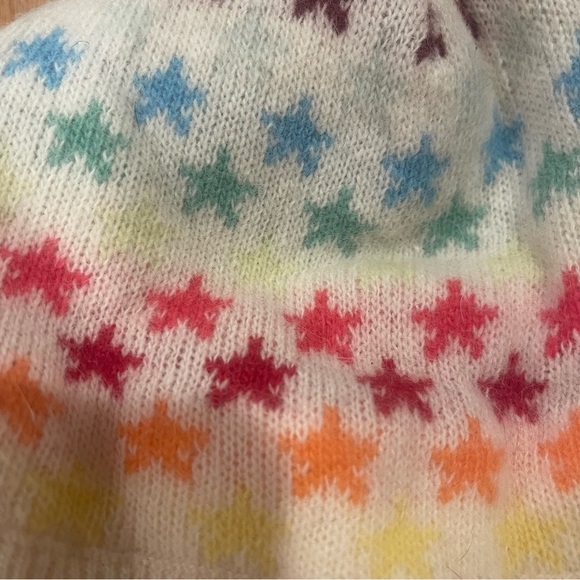 Vintage Y2K Gap Beanie Women’s OS Colorful Stars Rainbow Lambswool Angora Rabbit - Picture 2 of 7